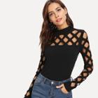 Shein Square Cutout Shoulder Fitted Tee