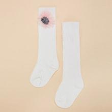 Shein Toddler Girls Flower Decorated Socks