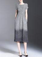 Shein Gradient Elastic-waist Pleated Dress