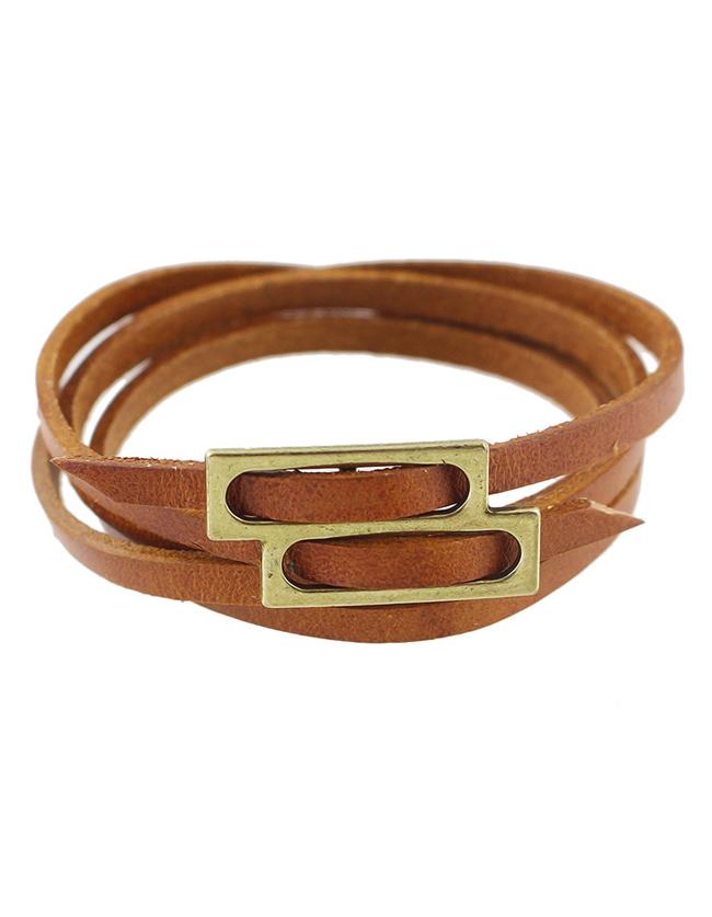 Shein Brown Pu Leather Wrap Bracelet