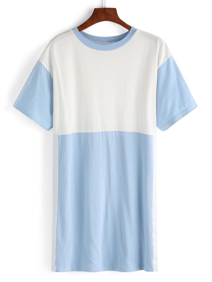 Shein Contrast Color Ribbon Embellished T-shirt Dress