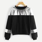 Shein Contrast Metallic Sweatshirt