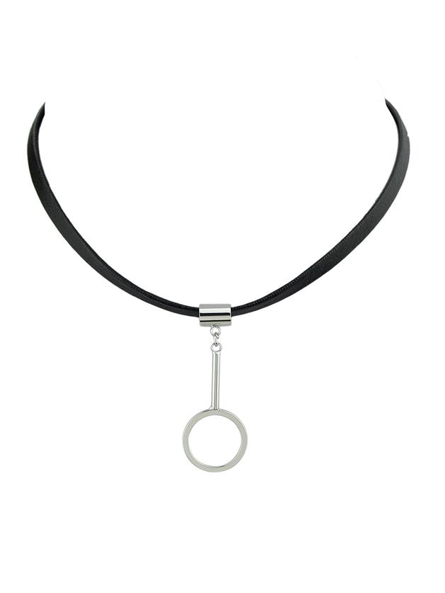 Shein Silver Pu Pendant Choker Necklace