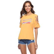Shein Open Shoulder Letter Print Tee