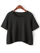 Shein Black Short Sleeve Curved Hem T-shirt