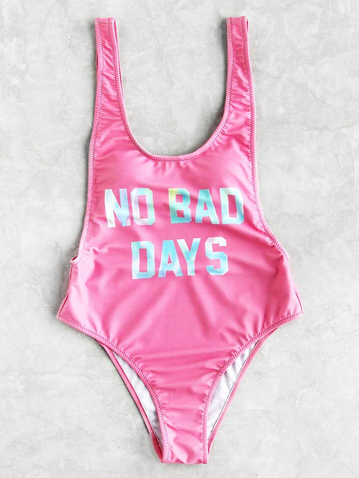 Shein Letter Print Tank Swimsuit