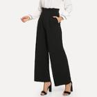 Shein Button Detail Pleated Solid Pants