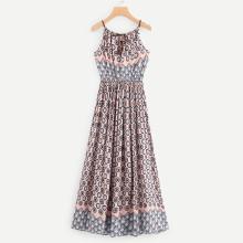 Shein Geo Print Tie Neck Dress