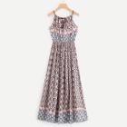 Shein Geo Print Tie Neck Dress