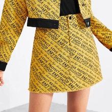 Shein Slant Pocket Allover Letter Print Skirt