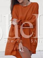 Shein Brown Knotted Sleeve High Low Dress
