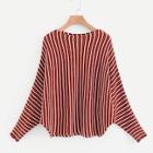 Shein Batwing Sleeve Striped Ribbed Jumper