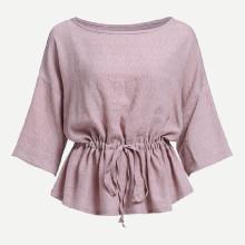 Shein Drop Shoulder Drawstring Waist Top