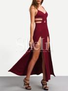 Shein Red Spaghetti Strap Cutaway Split Maxi Dress