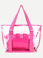 Shein Hot Pink Trim Clear Tote Bag With Make Up Bag