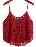 Shein Red Slip Buttons Hollow Cami Top