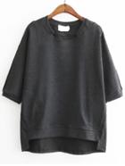 Shein Dip Hem Pockets Dark Grey T-shirt