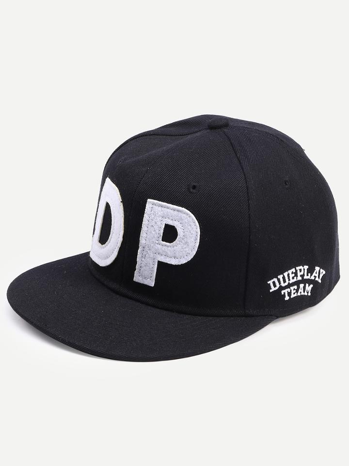 Shein Black White Letters Canvas Baseball Hat