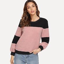 Shein Color Block Teddy Sweatshirt
