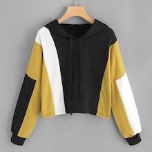 Shein Color-block Hooded Sweatshirt