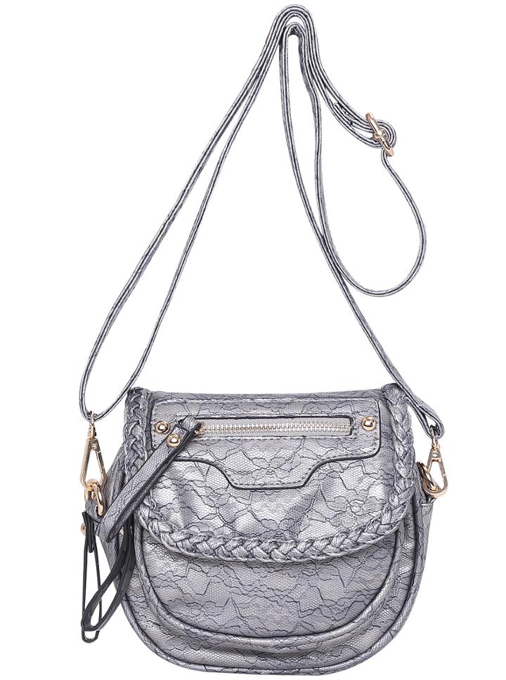 Shein Grey Zipper Pu Shoulder Bag