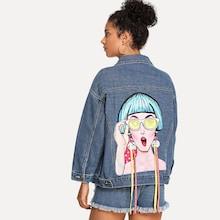 Shein Drop Shoulder Graphic Back Jacket