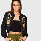 Shein Floral Embroidered Bomber Jacket
