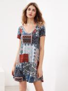 Shein Patchwork Short Sleeve Tee Dress