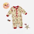 Shein Christmas Kids Cartoon Print Zip Front Jumpsuit