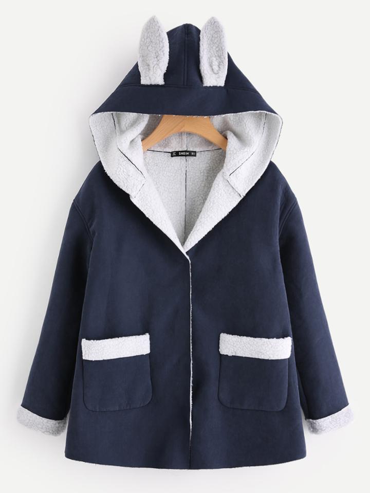 Shein Snap Button Rabbit Pattern Coat