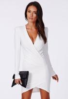 Shein White Formaldresses Deep V Neck Bodycon Dress