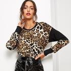 Shein Leopard Color-block Pullover