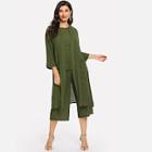 Shein Solid Top With Pants & Coat 3pcs Set