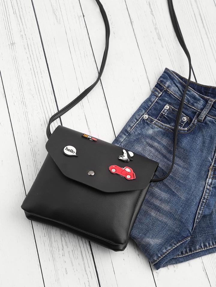 Shein Cartoon Patch Pu Crossbody Bag