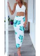 Rosewe High Waist Side Slit Printed Skirt