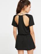 Shein Black Cut Out Back Elastic Waist Dress