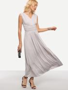 Shein Double Surplice Ruched Dress - Grey