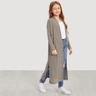 Shein Girls Waffle Knit Split Side Jersey Duster Coat