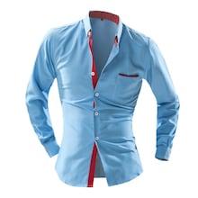 Shein Men Color Block Trim Polka Dot Shirt