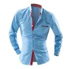 Shein Men Color Block Trim Polka Dot Shirt