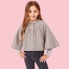 Shein Girls Button Front Plaid Jacket
