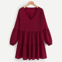 Shein Ruffle Hem V Neck Dress