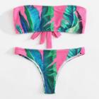 Shein Tropical Print Bandeau Bikini Set