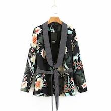 Shein Self Tie Floral Print Blazer