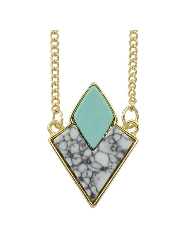 Shein Green Turquoise Pendant Necklace
