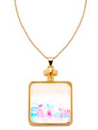 Shein Gold Glass Pendant With Rhinestone Necklace