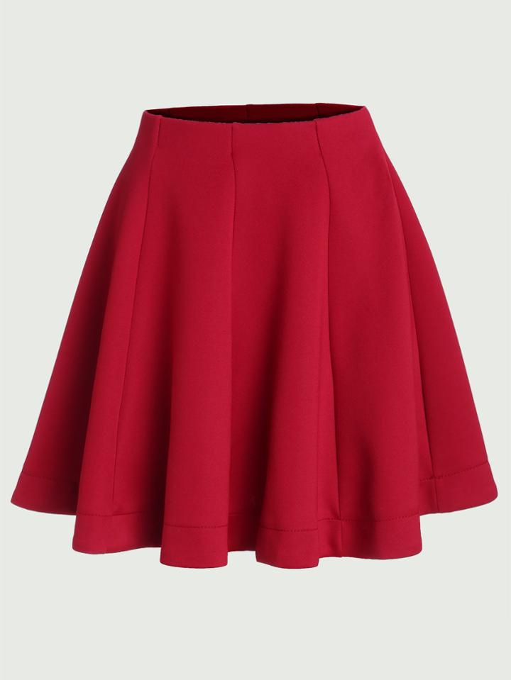 Shein Red Vertical Panel Flare Skirt