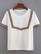 Shein Embroidery Tape Embellished T-shirt