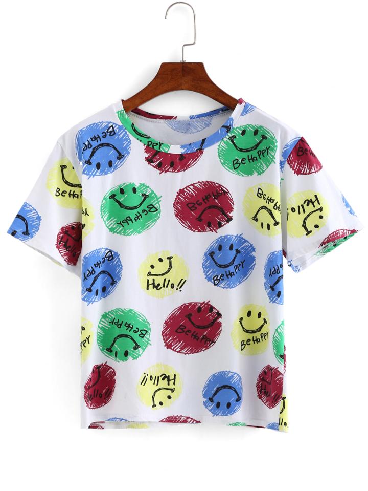 Shein Smiley Face Print T-shirt