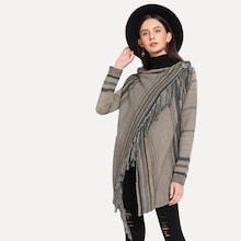 Shein Asymmetrical Fringe Button Decoration Jumper